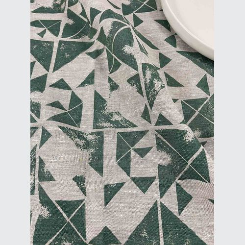 Hand-printed 100% Linen Tea Towel - Foundation, Green
