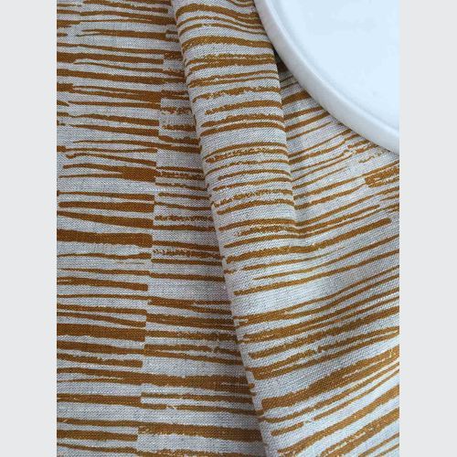 Hand-printed 100% Linen Tea Towel - Twigs, Mustard