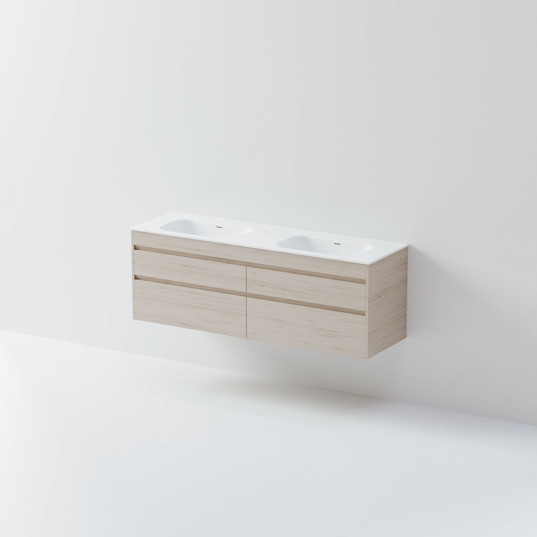 Luxe 1800 Wall Hung Double Basin Vanity | 4 Drawer