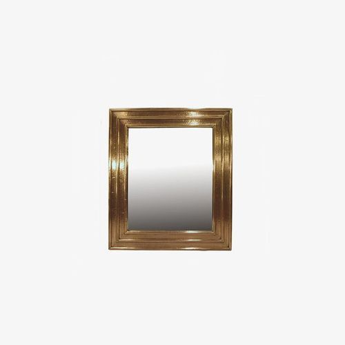 Ribbed Brass Small Mirror