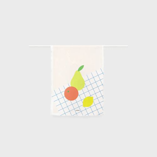 Fruit Picnic Printed Linen Tea towel, by Lettuce | 100% Linen