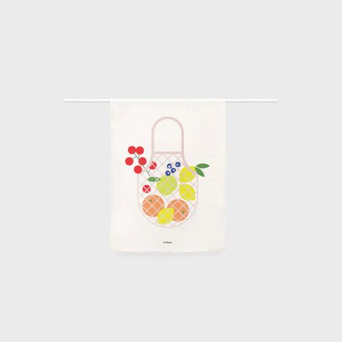 Market Bag Printed Linen Tea towel, by Lettuce | 100% Linen