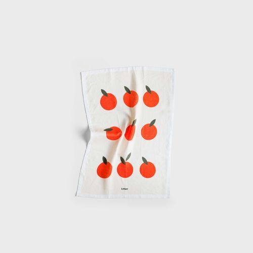 Oranges Printed Linen Tea towel by Lettuce | 100% Linen