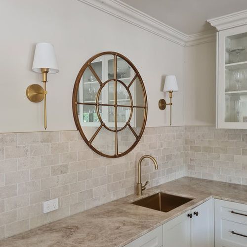 Brass Wall Light II with White Shade