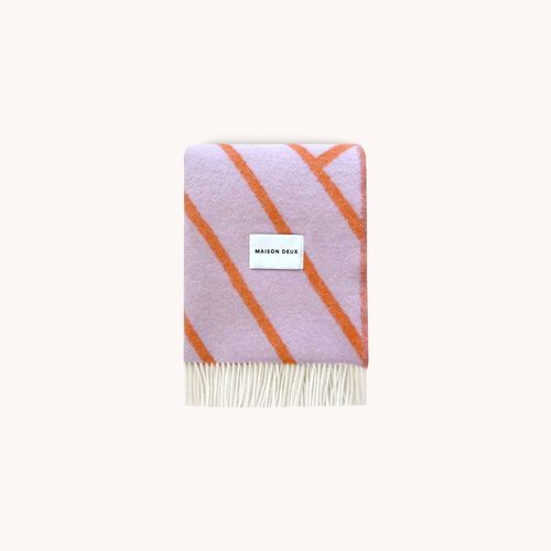 Maison Deux Lines - Lilac Orange | Large Reversible Wool Throw