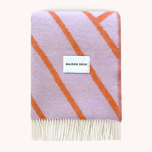 Maison Deux Lines - Lilac Orange | Large Reversible Wool Throw