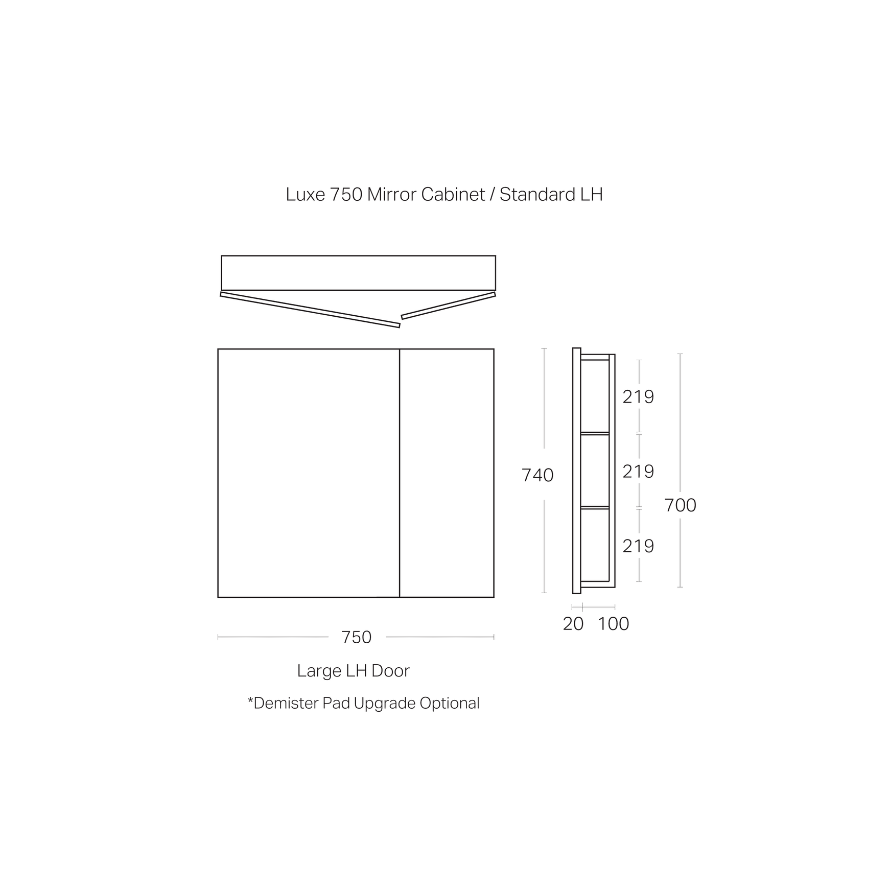 Luxe 750mm Mirror Cabinet | 2 Door