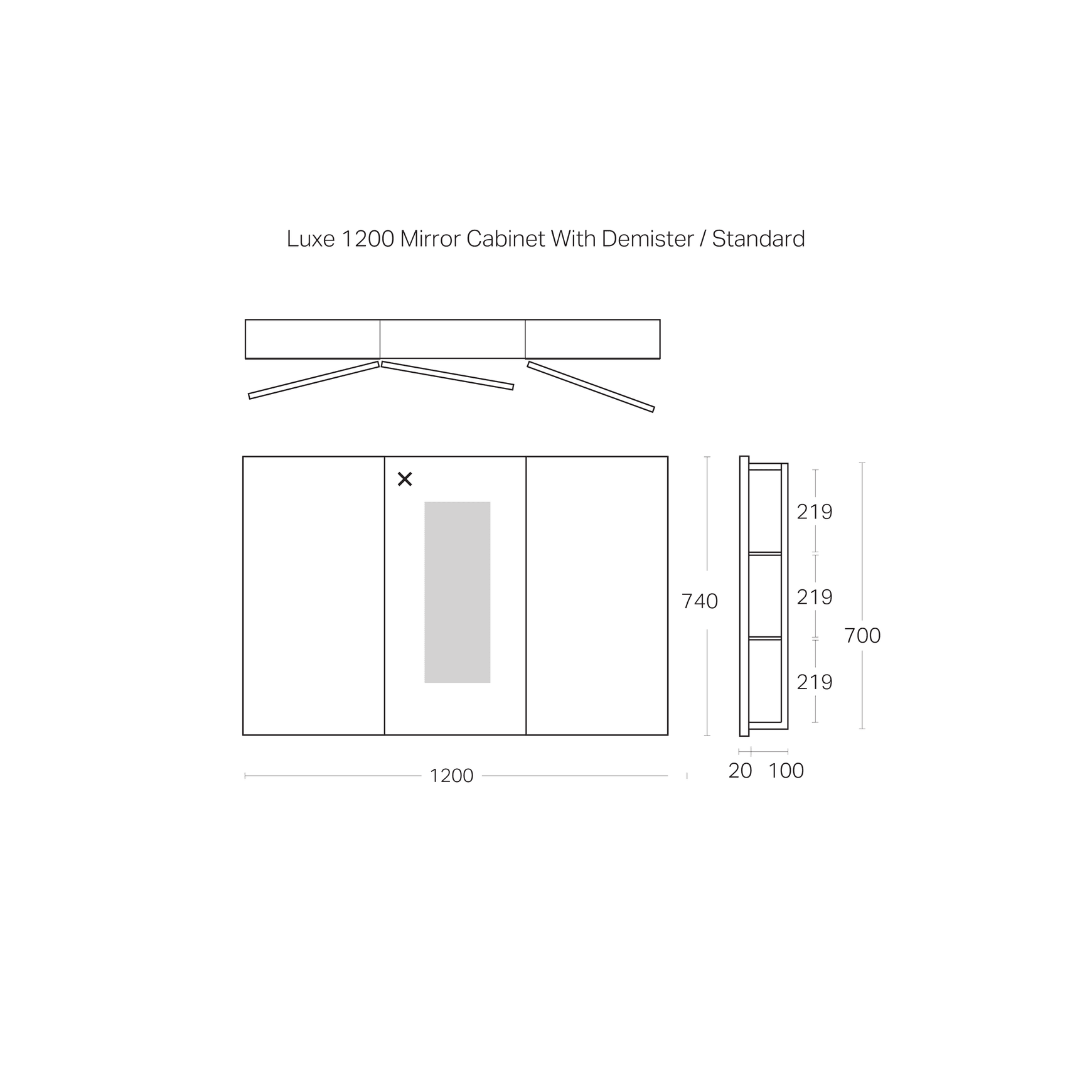 Luxe 1200mm Mirror Cabinet With Demister | 3 Door
