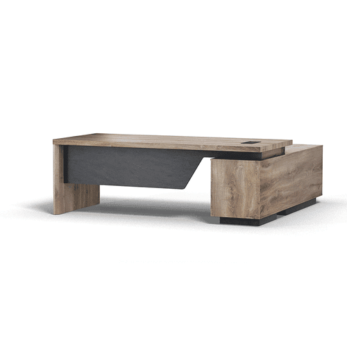 BALDER Executive Desk with Left Return 1.8-2.0M - Warm Oak & Black