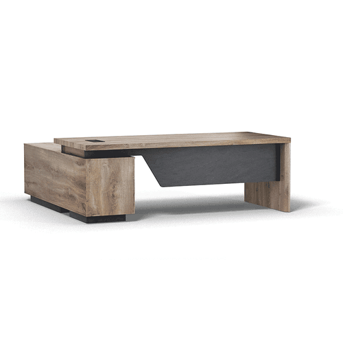 BALDER Executive Desk with Right Return 1.8-2.0M - Warm Oak & Black