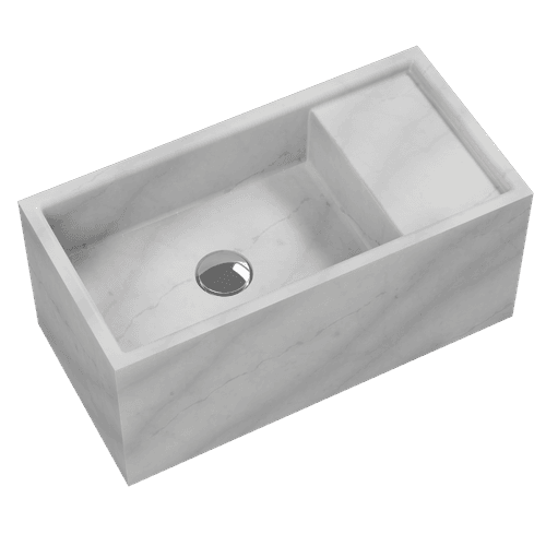 Marmo 550 Rectangle Wall Basin Turkish Carrara