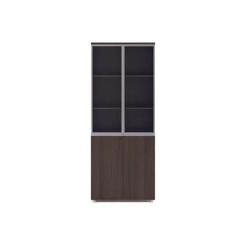 CARTER Display Unit 2 Door Bookcase 80cm -  Coffee Grey