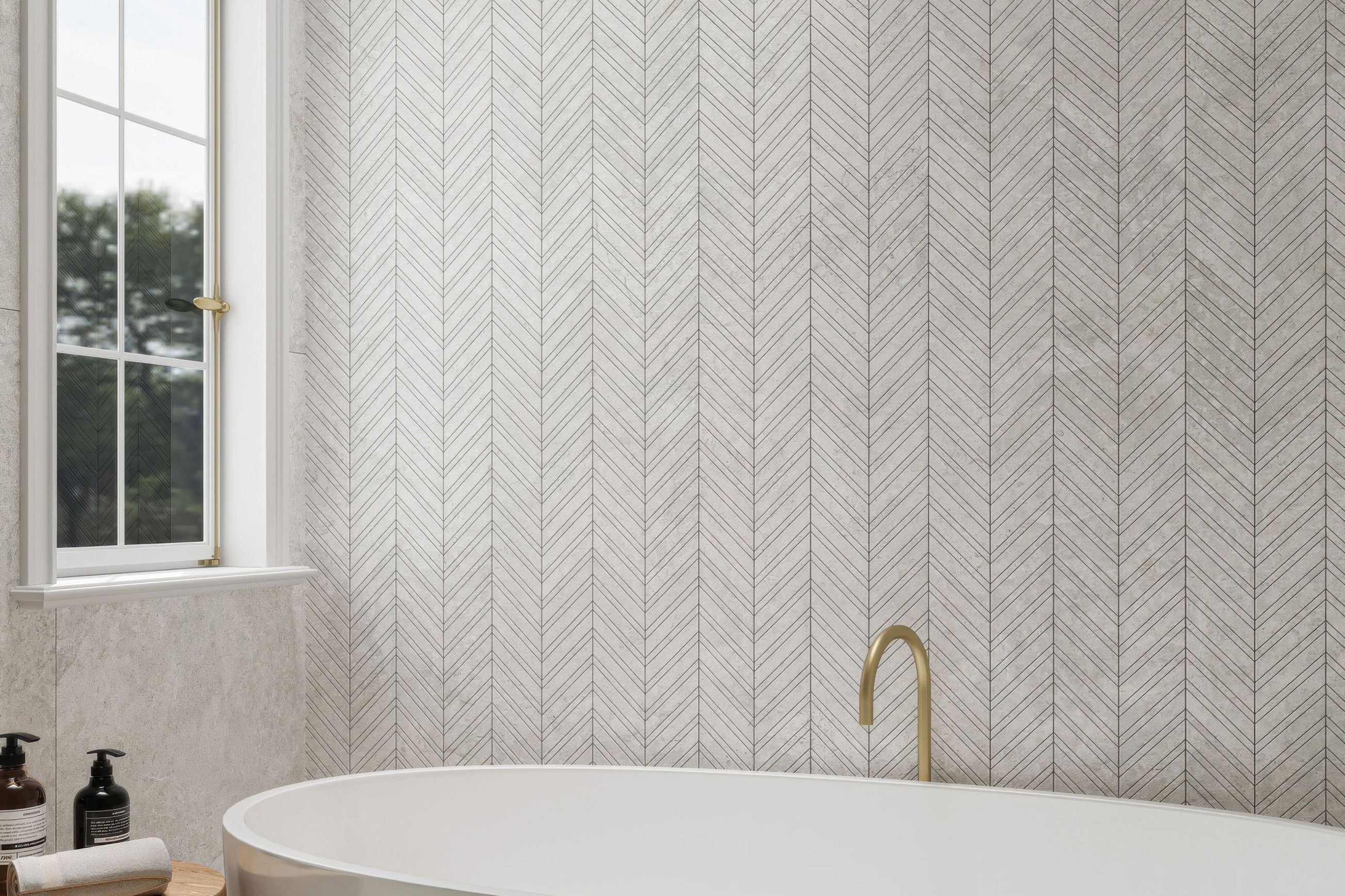 Arctic Tundra White Matt Herringbone Mosaic