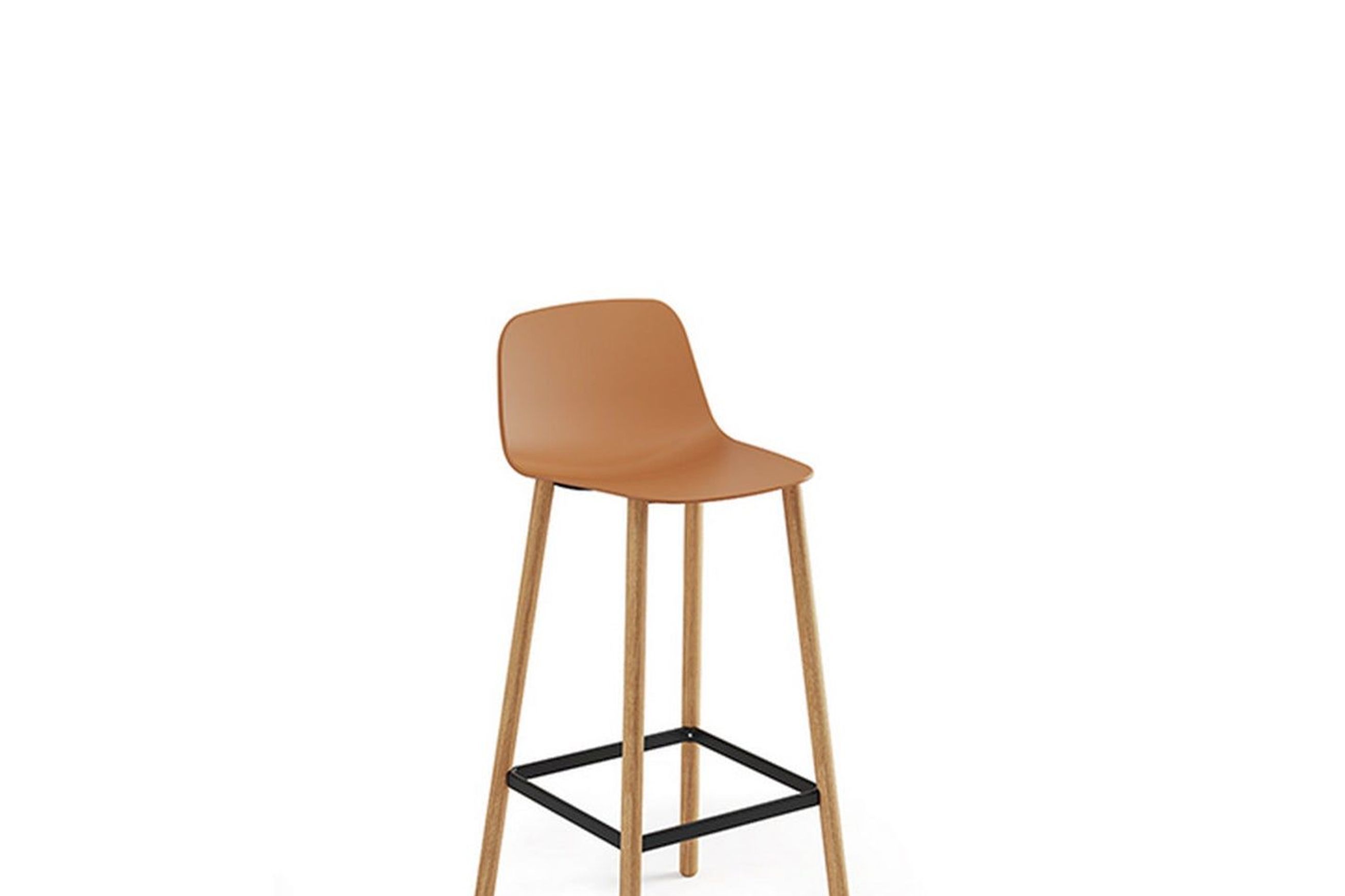 Maarten Plastic Bar Stool - Four Wooden Legs