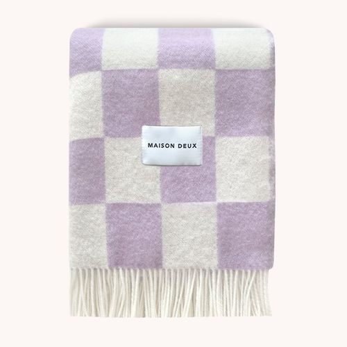 Maison Deux Checkerboard - Lilac | Large Reversible Wool Throw