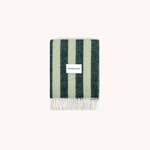 Maison Deux Candy Wrap - Green Sage | Large Reversible Wool Throw