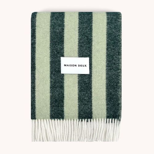 Maison Deux Candy Wrap - Green Sage | Large Reversible Wool Throw