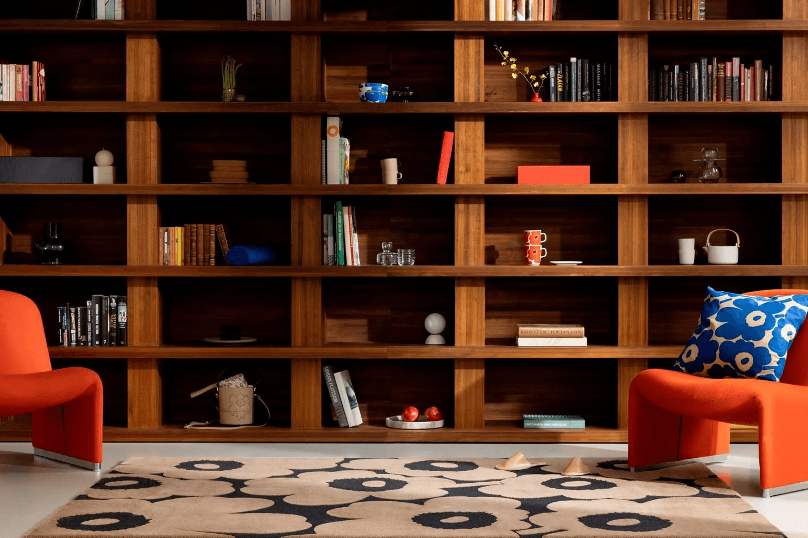 Marimekko Unikko in Rose and Black | Designer Floor Rug