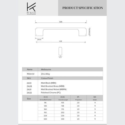 Melbourne D-Shape Kitchen Handles