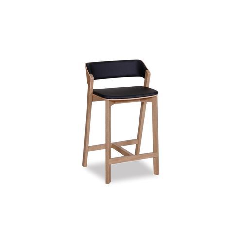 Merano Kitchen Stool - Natural Oak - Black Pad - by TON