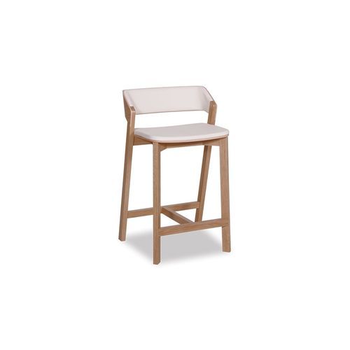 Merano Kitchen Stool - Natural Oak - White Pad - by TON
