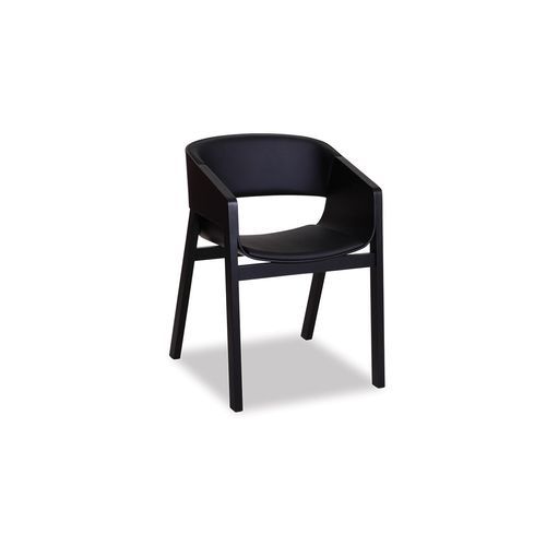 Merano Armchair - Black Stained - Black Pad - by TON