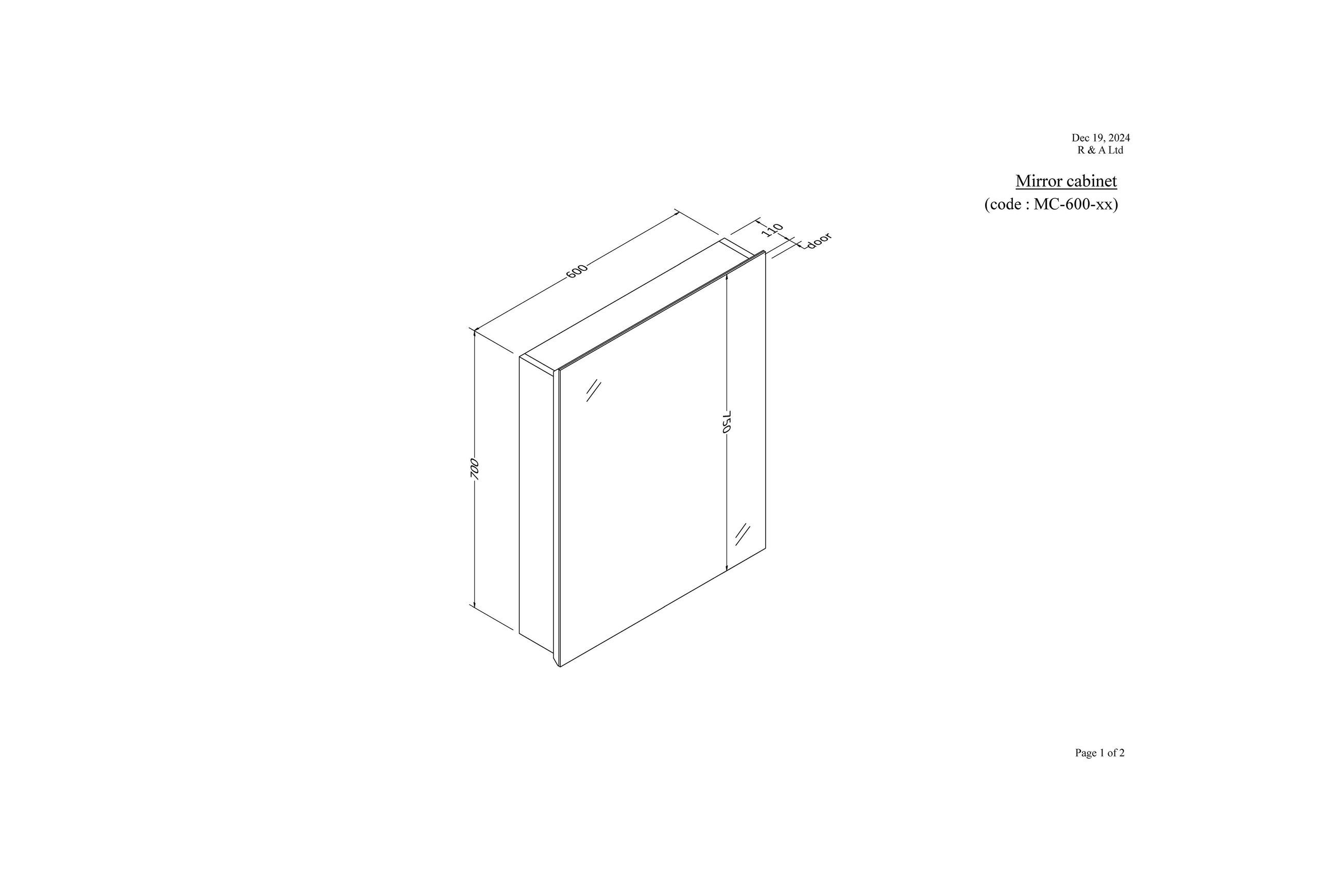 Pavia 600 Mirror Cabinet