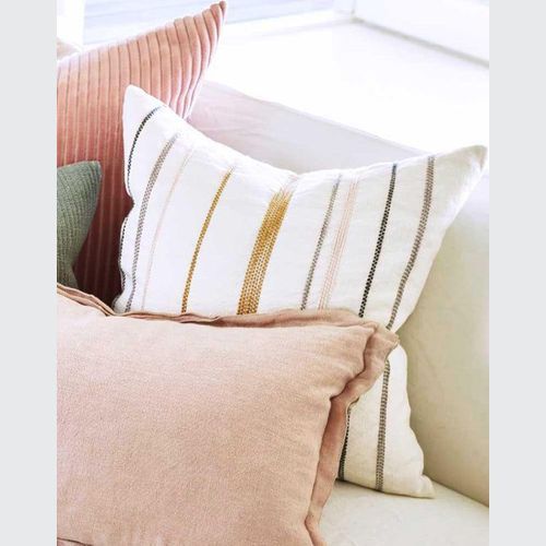 Moro Cushion  White/Multicolour Stitching 60x60