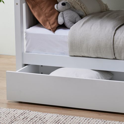 Myer White Single Bunk Bed with Storage | Hardwood Fram