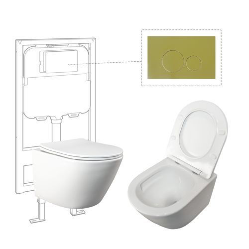 Niche In-Wall Hung Kit: Round - Brushed Gold