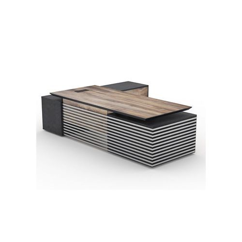 PHOENIX Executive Desk with Right Return 2.8M - Warm Oak & Black