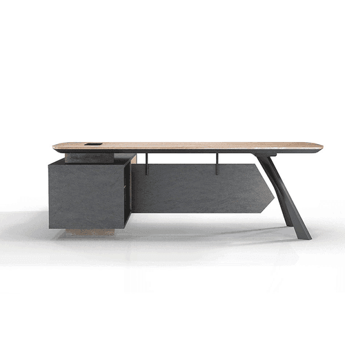 EASTON Executive Desk with Right Return 2.2-2.4m - Warm Oak & Black