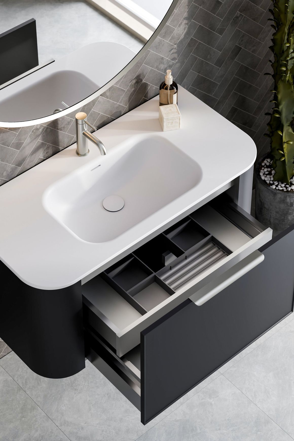 Nature 1000 Vanity | Inset Basin & Axel Drawer Front