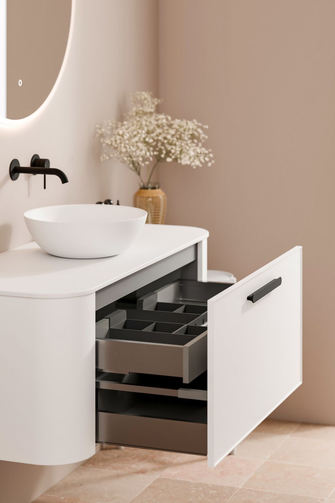 Nature 1200 Vanity | Inset Basin & Axel Drawer Front