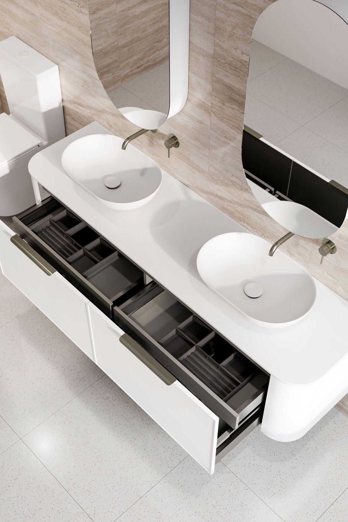 Nature 1800 Vanity | Double Inset Basin & Axel Drawer Front