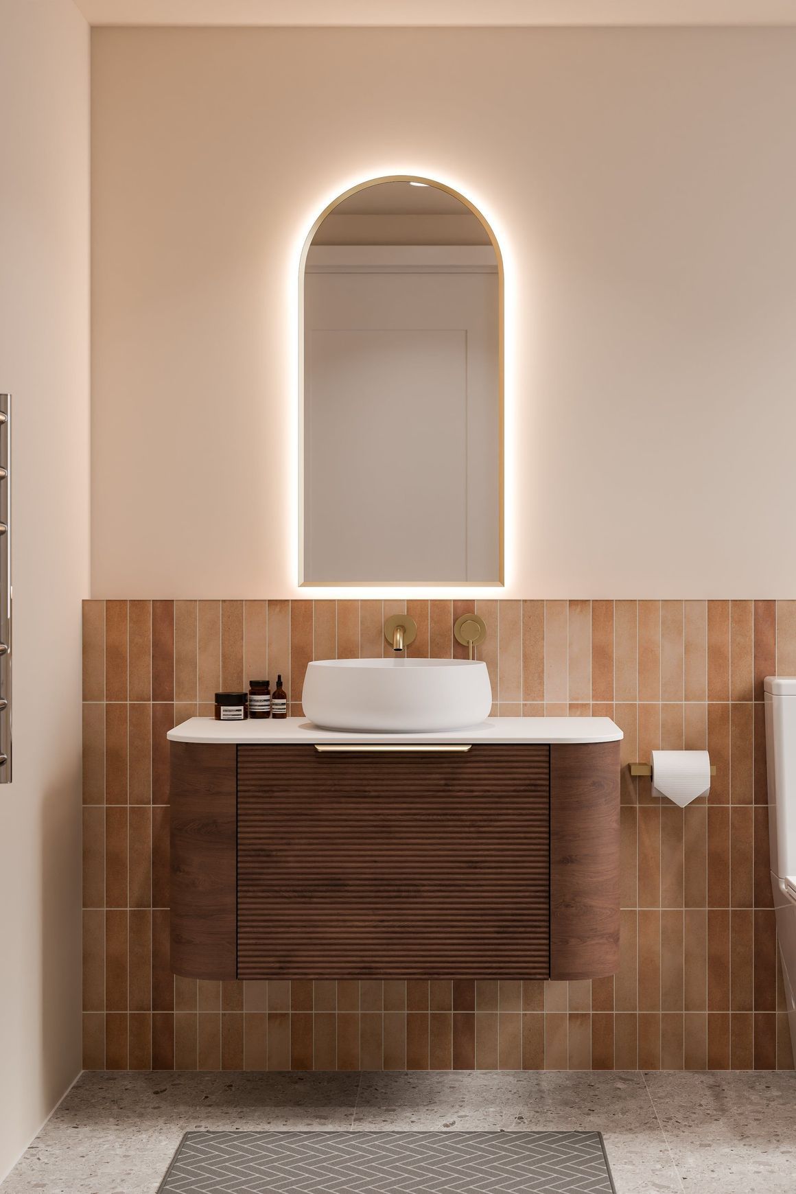 Nature 900 Vanity | Flat Slab Top & Orchard Front