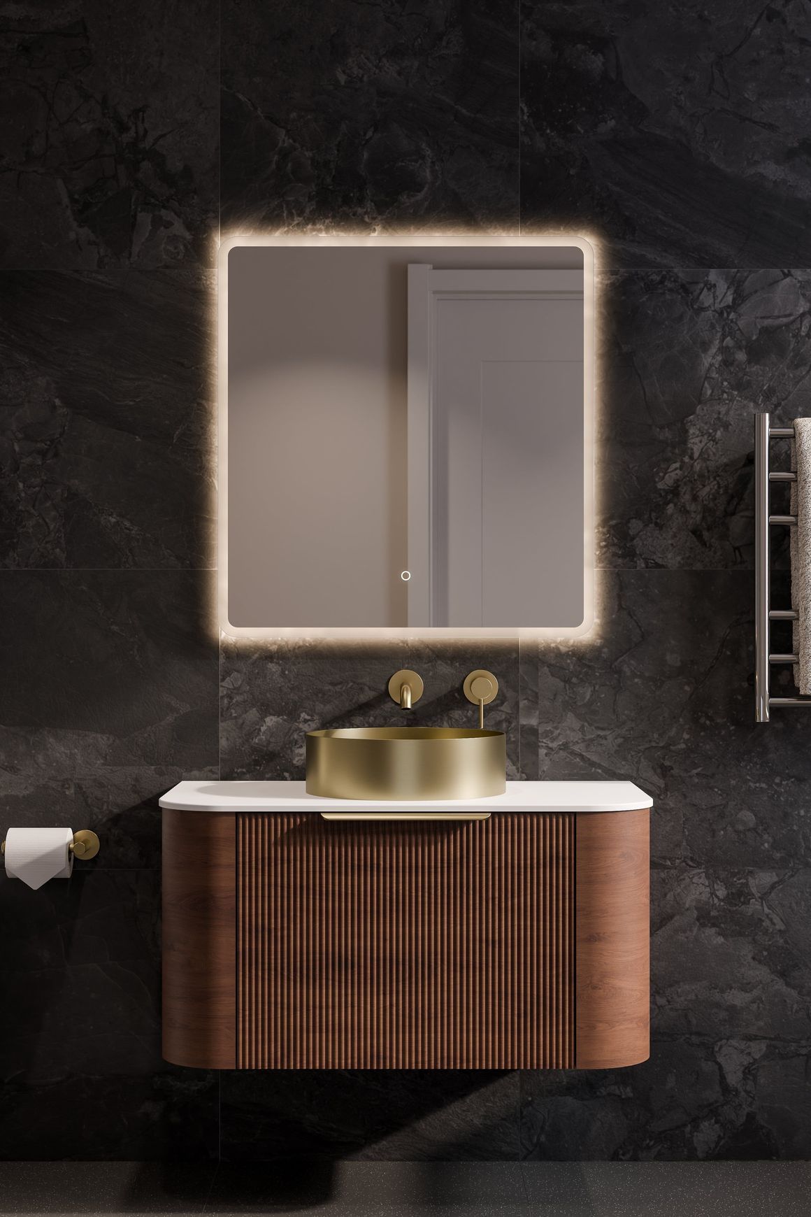 Nature 900 Vanity | Flat Slab Top & Pillar Drawer Front