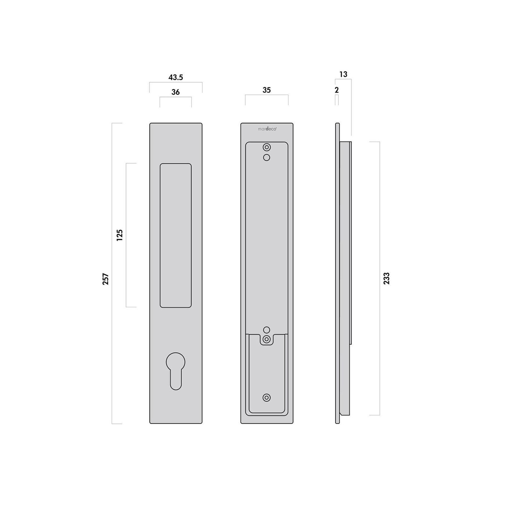 Mardeco 'M' Series Flush Pull Euro Lock Set Key Locking Brushed Nickel for Timber and Aluminum Doors BN8104/SET *No Cylinder*