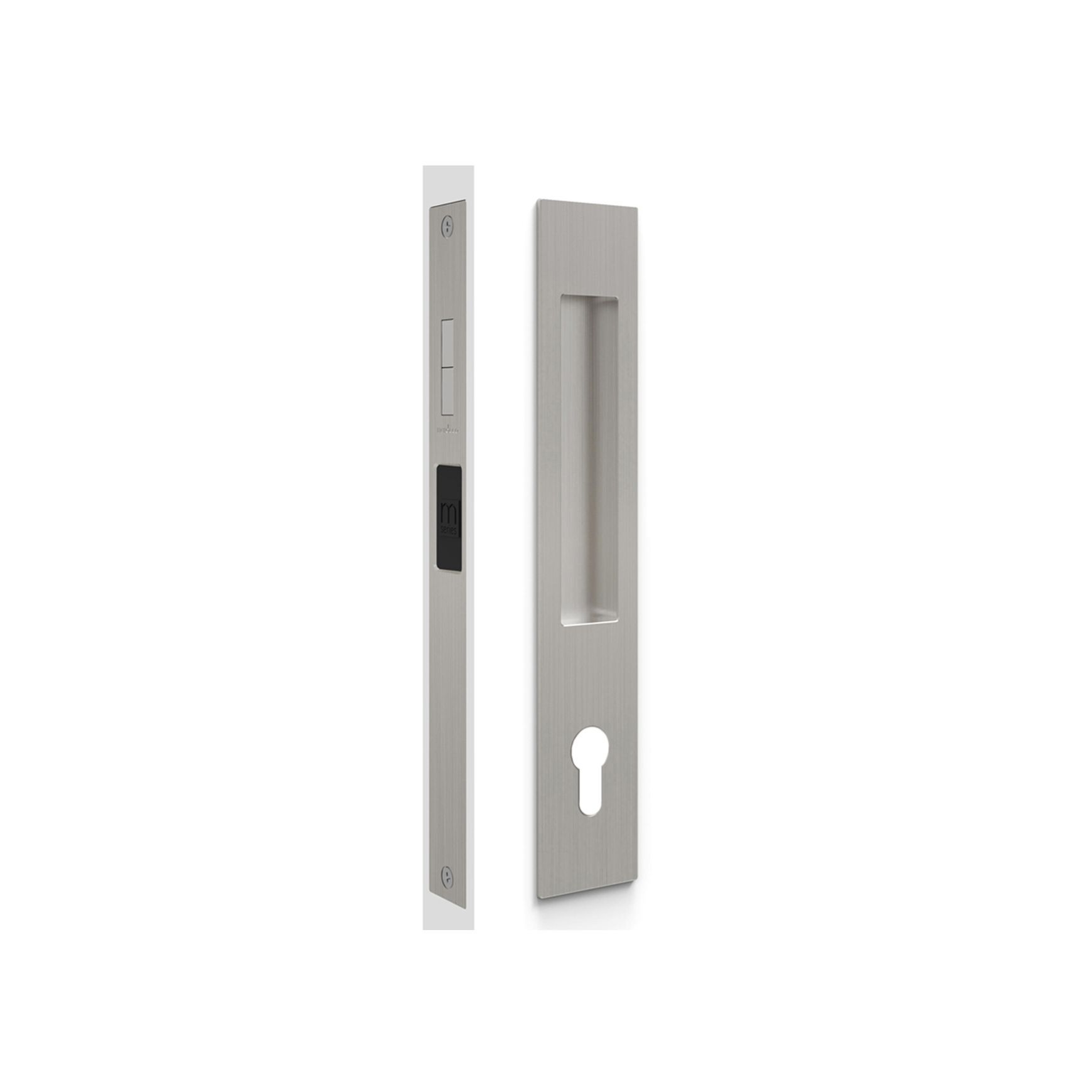 Mardeco 'M' Series Flush Pull Euro Lock Set Key Locking Brushed Nickel for Timber and Aluminum Doors BN8104/SET *No Cylinder*