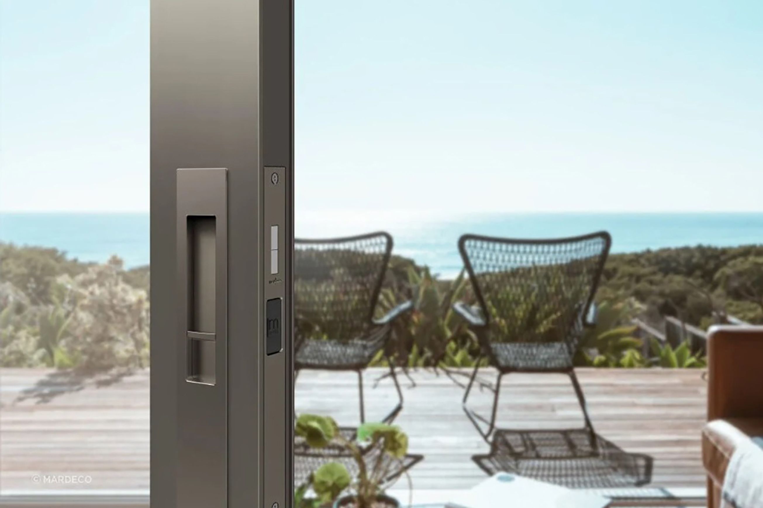 Mardeco 'M' Series Flush Pull Euro Lock Set Key Locking Satin Brass for Timber and Aluminum Doors BRS8104/SET *No Cylinder*