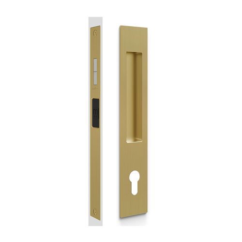 Mardeco 'M' Series Flush Pull Euro Lock Set Key Locking Satin Brass for Timber and Aluminum Doors BRS8104/SET *No Cylinder*