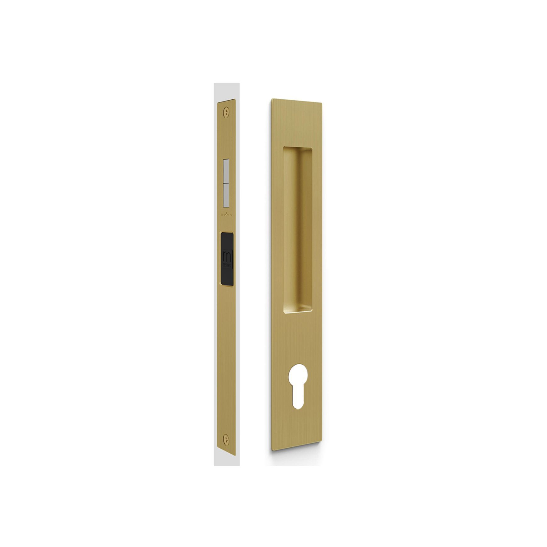 Mardeco 'M' Series Flush Pull Euro Lock Set Key Locking Satin Brass for Timber and Aluminum Doors BRS8104/SET *No Cylinder*