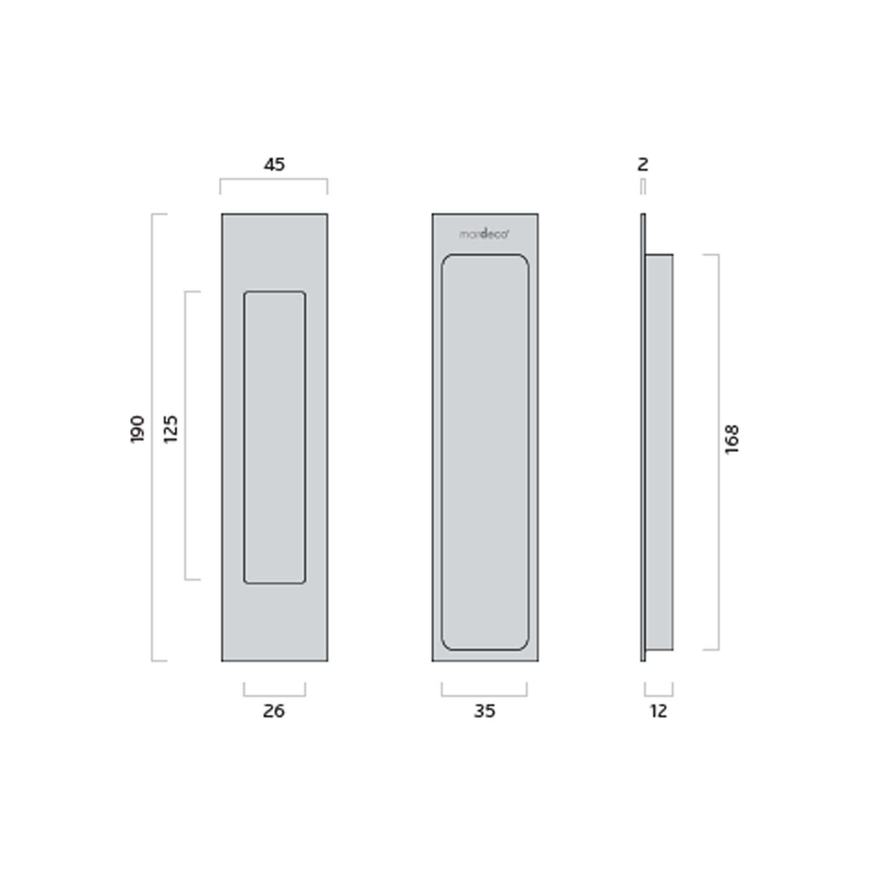 Mardeco 'M' Series Flush Pull Bronze for Timber and Aluminum Sliding Double Doors BR8002/190 *Single*