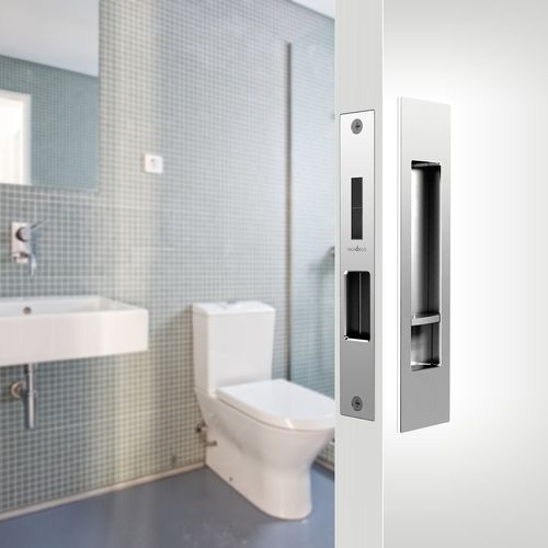 Mardeco 'M' Series Flush Pull Privacy Set Satin Chrome for Sliding Doors SC8004SET