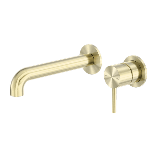 Zen SS316L Wall Basin/Bath Mixer Separate Back Plate 230mm Spout | Brushed Gold
