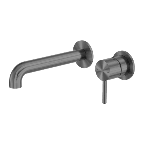 Zen SS316L Wall Basin/Bath Mixer Separate Back Plate 230mm Spout | Graphite