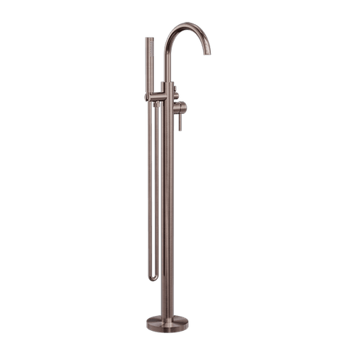 Mecca Round Freestanding Mixer With Hand Shower Brushed Bronze