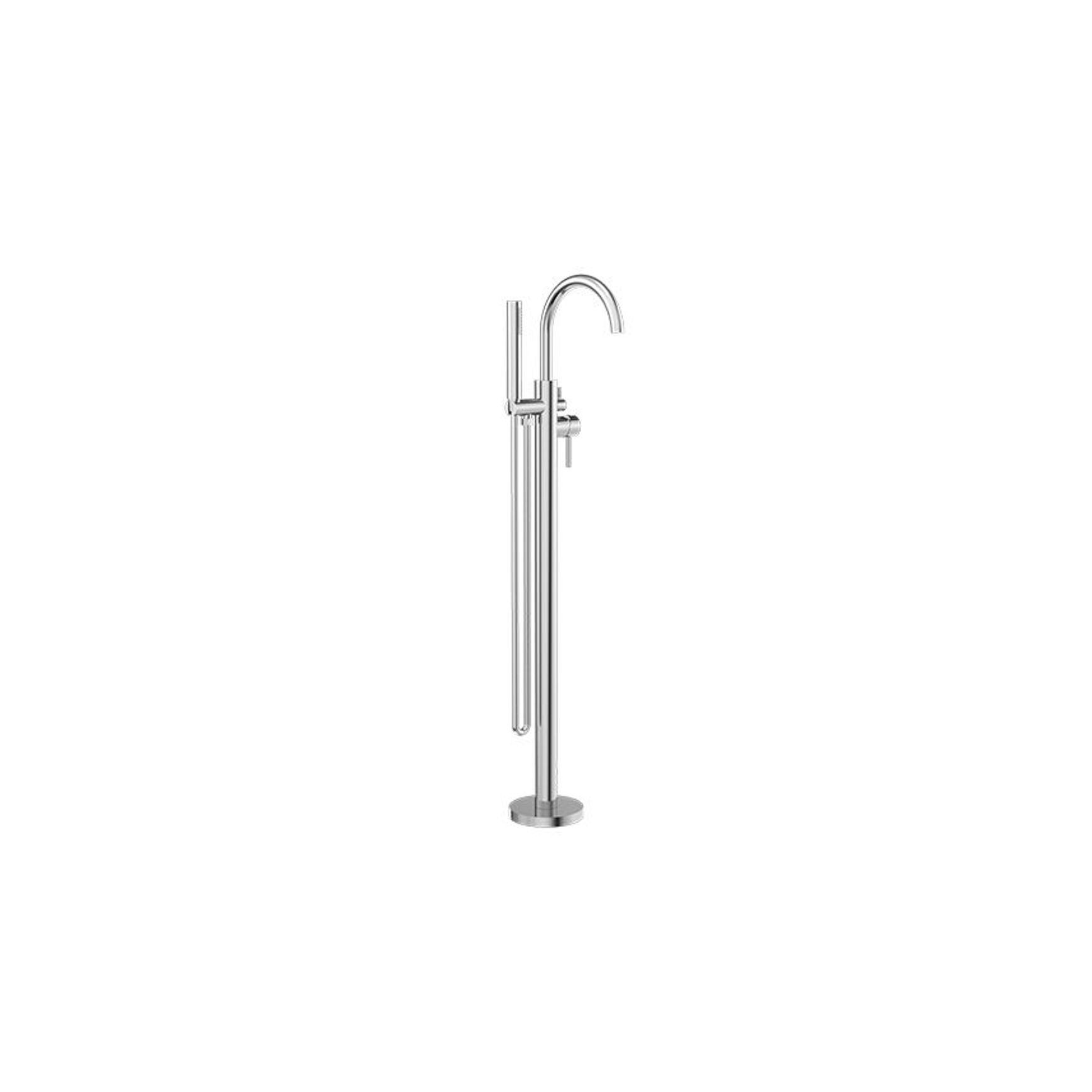 Mecca Round Freestanding Mixer With Hand Shower Chrome