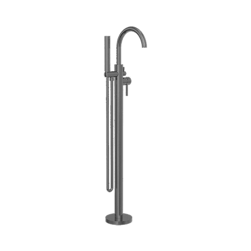 Mecca Round Freestanding Mixer With Hand Shower Gun Metal