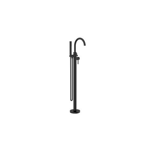 Mecca Round Freestanding Mixer With Hand Shower Matte Black